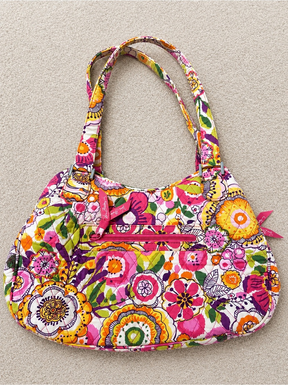 Vera Bradley Quilted Shoulder Bag in Multi Pink, Orange, Yellow, Green